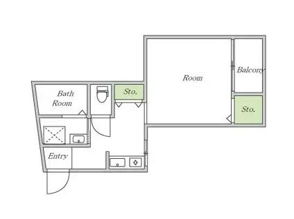 坂口ビル(1K/2階)の間取り写真