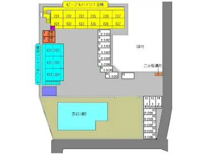 ピープルハイツ 1号棟(1K/2階)の間取り写真