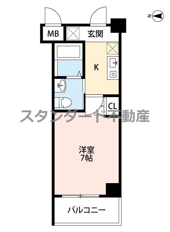 サザン長柄(1K/8階)の間取り写真