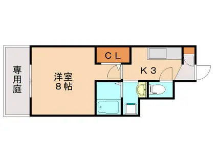 パークサイドイン桃山(1K/1階)の間取り写真