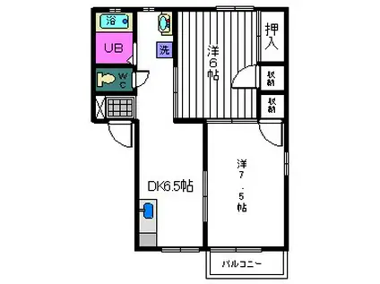 ハイツトーラスA(2DK/1階)の間取り写真