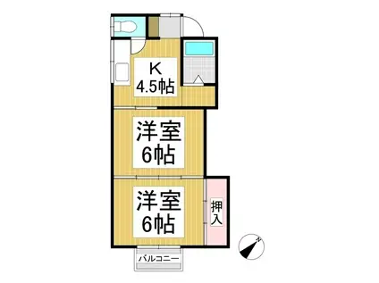 ハイツ山本(2K/2階)の間取り写真
