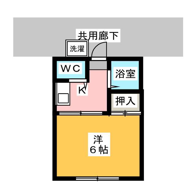花泉ハナハイム(1K/1階)の間取り写真