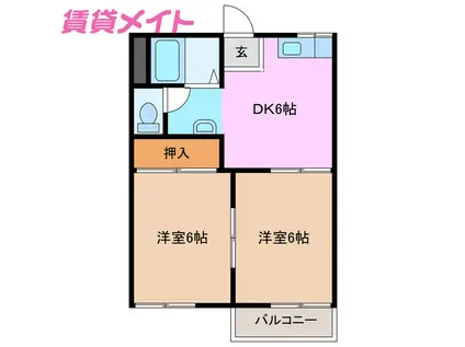 グリーンコーポHAYAMA(2DK/2階)の間取り写真