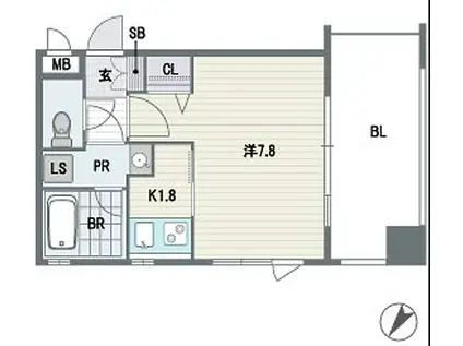 ラミナスコート(1K/5階)の間取り写真