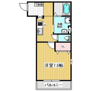 KTIレジデンス若江岩田(1K/1階)の間取り写真