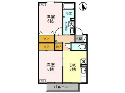 D-ROOM セジュールラムタラ A102(2DK/1階)の間取り写真