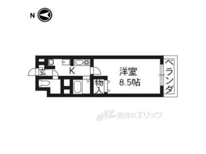 フィップロード(1K/2階)の間取り写真