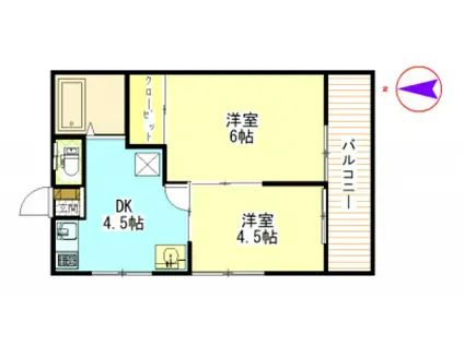 ハイツフレンド高崎III(2DK/2階)の間取り写真