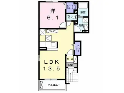 メゾン・ラ・フレーシュII(1LDK/1階)の間取り写真