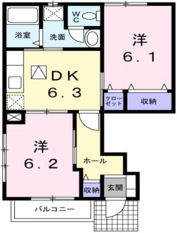 プレアヴェニュ-A(2DK/1階)の間取り写真