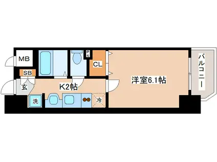 プレサンス神戸プレシャス(1K/6階)の間取り写真