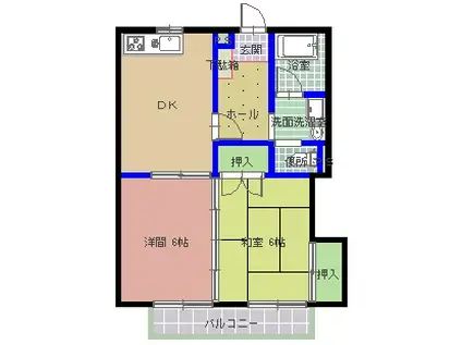 スパローハイツ(2DK/2階)の間取り写真