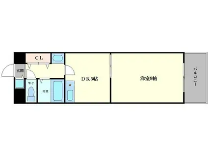 グリーンプラザ瓦町(1DK/5階)の間取り写真