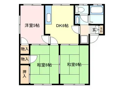 ジュネスハイツA棟(3DK/1階)の間取り写真