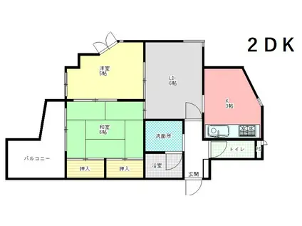 サンコーラフィーネ三宮(2DK/5階)の間取り写真