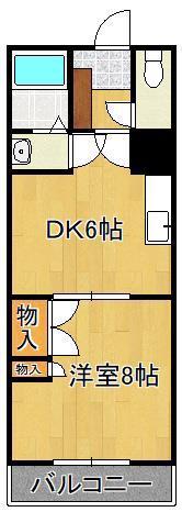コーポ美生 2(1DK/3階)の間取り写真
