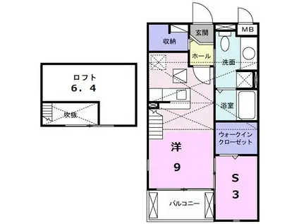 ベルオーブ(ワンルーム/2階)の間取り写真