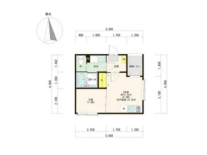 ハーモニーテラス荒子町III(1DK/1階)の間取り写真