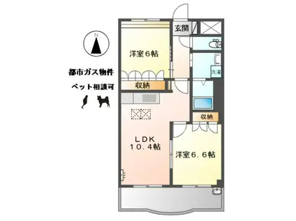 エム アスカ(2LDK/1階)の間取り写真