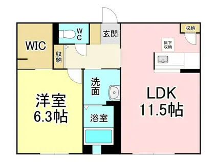 グリーンコート楽II(1LDK/1階)の間取り写真