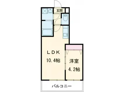 シェリル加古川(1LDK/4階)の間取り写真