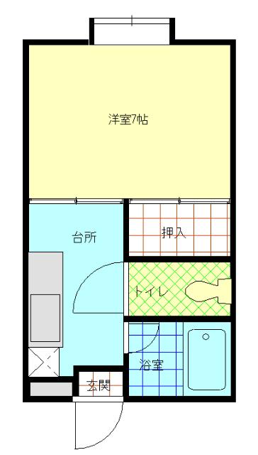 ヴィラージュU わかば(1K/1階)の間取り写真