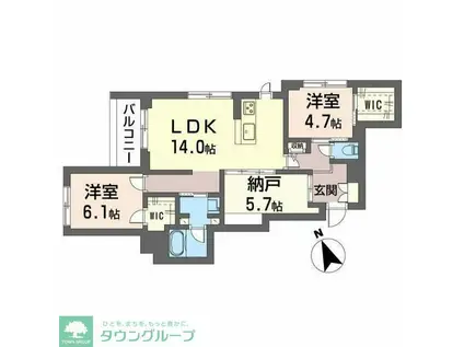 ピノ・グリナージュ(2SLDK/3階)の間取り写真