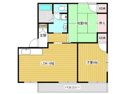 フレグランス四季A(2LDK/1階)の間取り写真