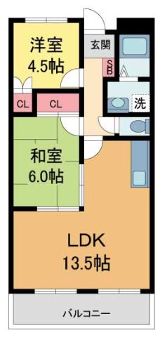 グリーンフォレスト西宮 Ⅱ(2LDK/1階)の間取り写真