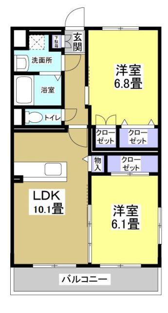 ブライトヒルズ可睡の杜(2LDK/4階)の間取り写真