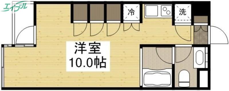 シャインコート岡南町(ワンルーム/2階)の間取り写真