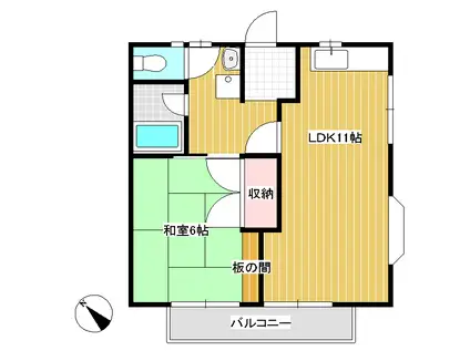 秀第一コーポ(1LDK/1階)の間取り写真