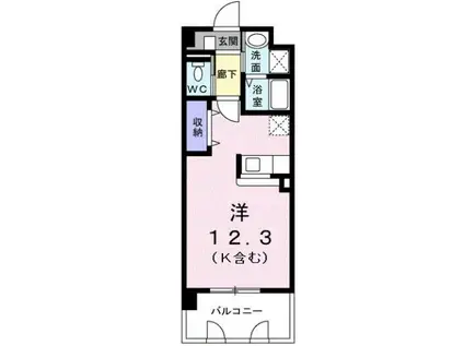 シャンテ 1KO(ワンルーム/6階)の間取り写真