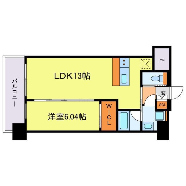 プレジオ梅田(1LDK/6階)の間取り写真