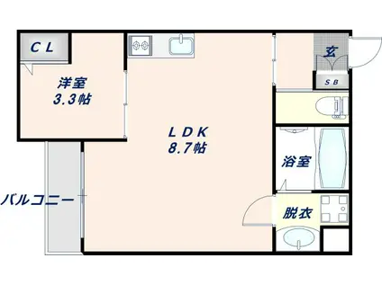 H-MAISON衣摺II(1LDK/2階)の間取り写真
