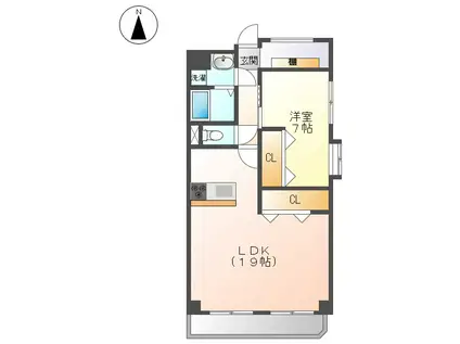 シティハイツ石原(1LDK/8階)の間取り写真