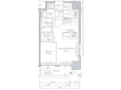 エステムプラザ湘南藤沢(1LDK/2階)の間取り写真