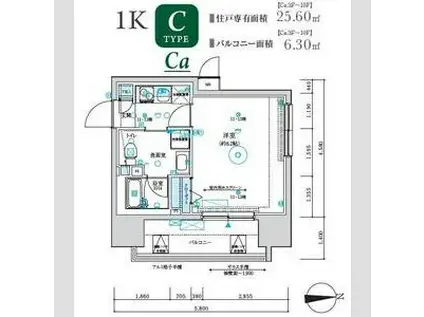 マキシヴ八王子トレ(1K/3階)の間取り写真