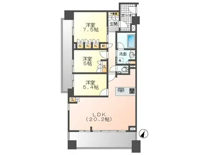クリオレジダンス赤池ザ・マークス(3LDK/9階)の間取り写真