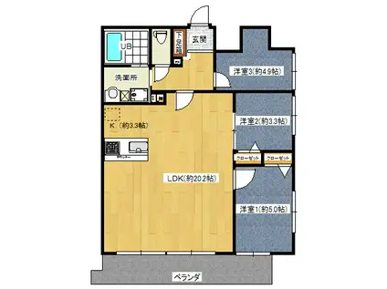 EXCLUSIVE(3LDK/5階)の間取り写真