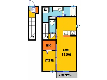 クレインI(1LDK/2階)の間取り写真