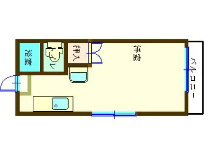 エクセルII(1K/2階)の間取り写真