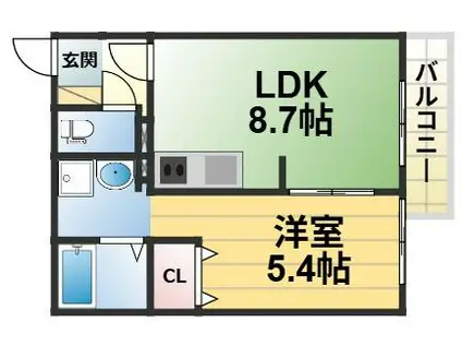 OGAR COURT FUSE(1LDK/2階)の間取り写真
