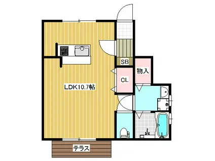 メゾン朝霧(1K/1階)の間取り写真