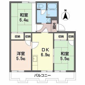 タウニーモイスンB(3DK/2階)の間取り写真