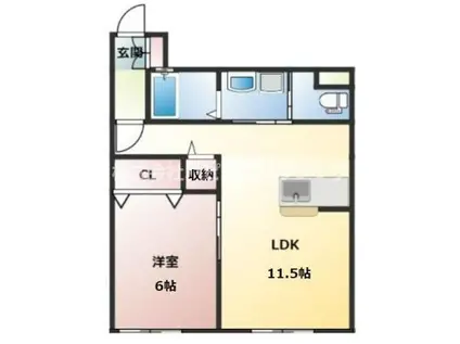 サンフォリアB棟(1LDK/1階)の間取り写真