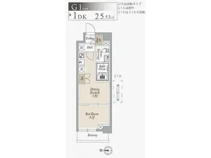 オーキッドレジデンス住吉(1DK/2階)の間取り写真