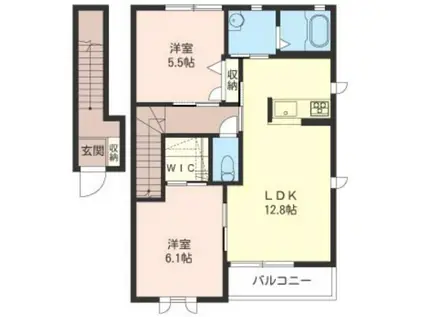 エズ・ヴィラージュD(2LDK/2階)の間取り写真