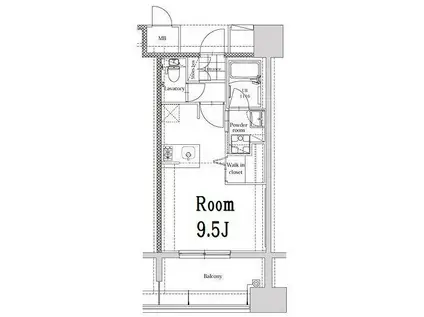 エンクレスト博多イースト PARK(ワンルーム/9階)の間取り写真